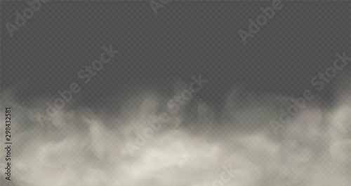 Cloud of smoke or fog, road dust, urban smog. White cloudiness isolated transparent effect.