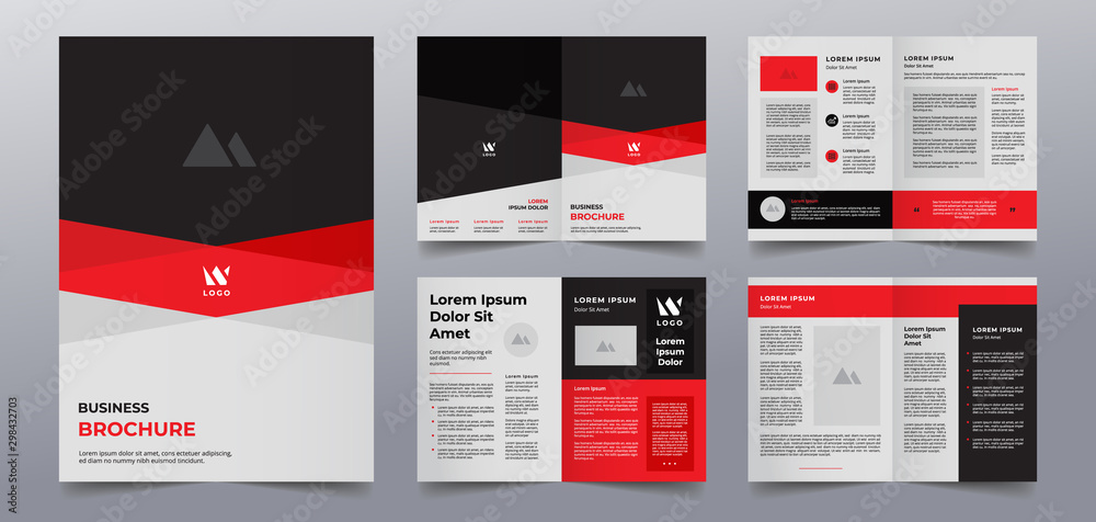 red black business brochure pages - obrazy, fototapety, plakaty 