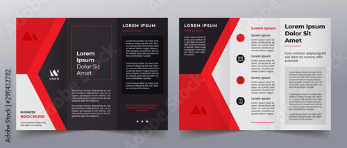red  trifold business brochure template