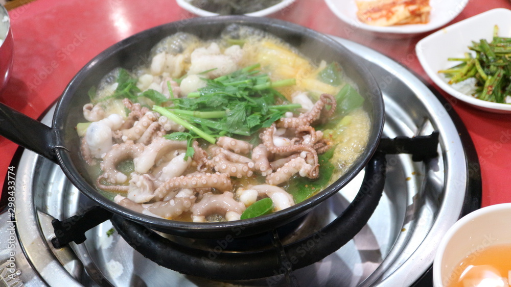 korean spicy food Octopus fried