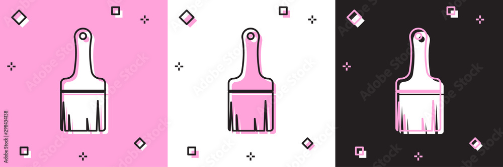 Set Paint brush icon isolated on pink and white, black background. Vector Illustration - obrazy, fototapety, plakaty 