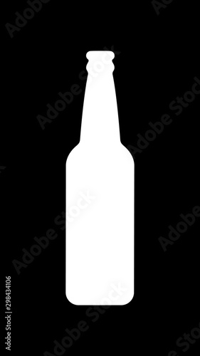 White silhouette of a beer glass bottle. Menu design. Dark vertical background for gadget screens. © yatsiuk