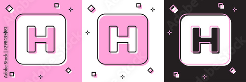 Set Hospital sign icon isolated on pink and white, black background. Vector Illustration
