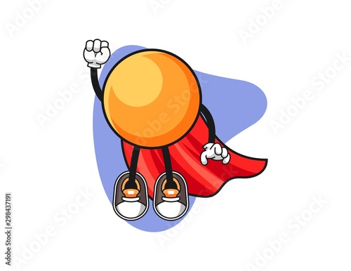 Ping pong ball super hero cartoon. Mascot Character vector.