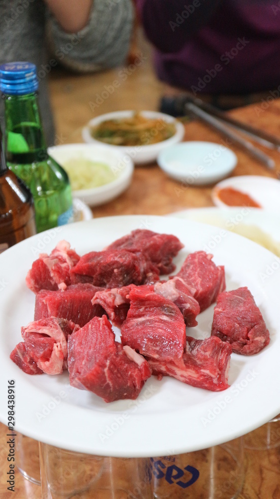 Korean  lean meat of short ribs BBQ on grill