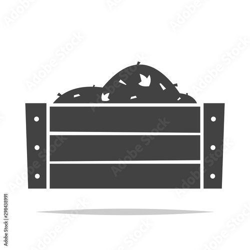 Wooden compost bin icon vector isolated