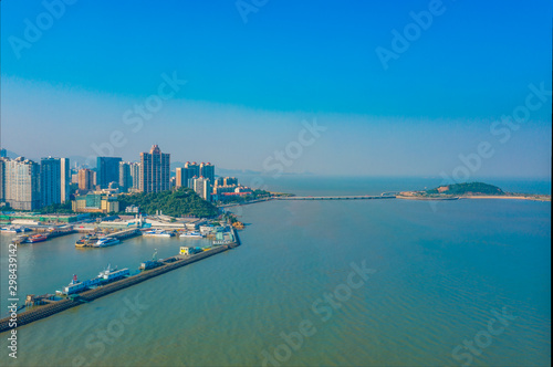 Aerial aerial photographs of the seaside city in Zhuhai, Guangdong Province, China
