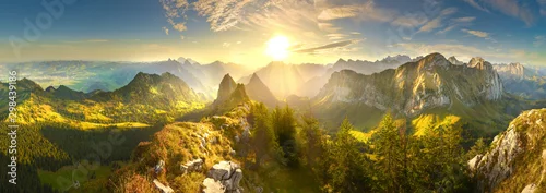 Panel kuchenny z motywem Autumn mountains at sunrise in Switzerland