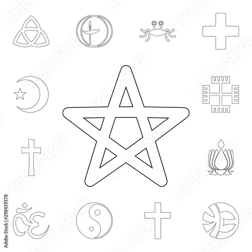 religion symbol, wicca outline icon. element of religion symbol illustration. signs and symbols icon can be used for web, logo, mobile app, ui, ux
