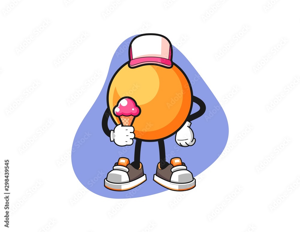 Ping pong ball hold ice cream cartoon. Mascot Character vector. Ping pong ball hold ice cream cartoon. Mascot Character vector.