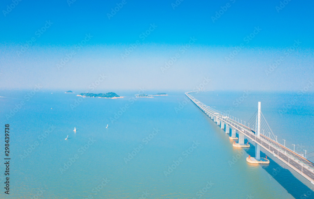 Aerial scenery of the Zhuhai section of the Hong Kong-Zhuhai-Macao Bridge in China