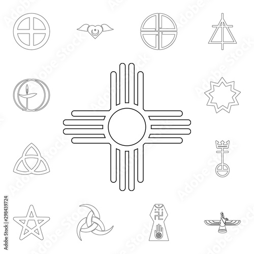 religion symbol, native american sun outline icon. element of religion symbol illustration. signs and symbols icon can be used for web, logo, mobile app, ui, ux