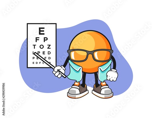 Ping pong ball optician cartoon. Mascot Character vector.