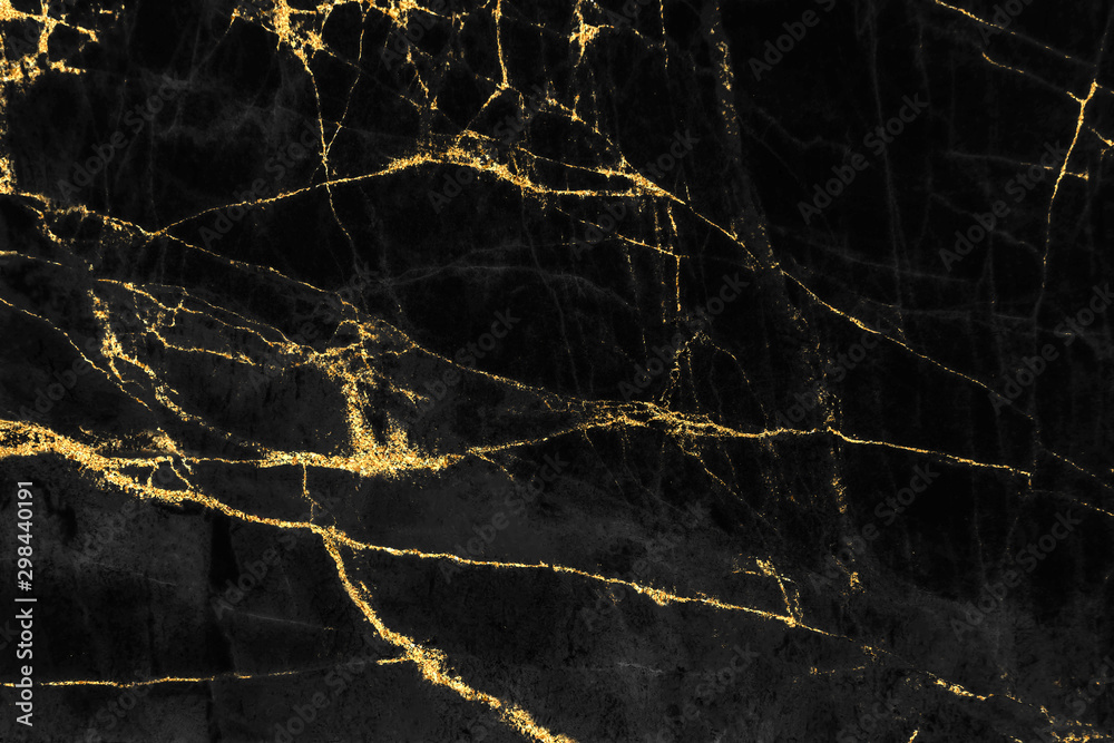 Fototapeta Black and gold marble texture design for cover book or brochure, poster, wallpaper background or realistic business and design artwork.