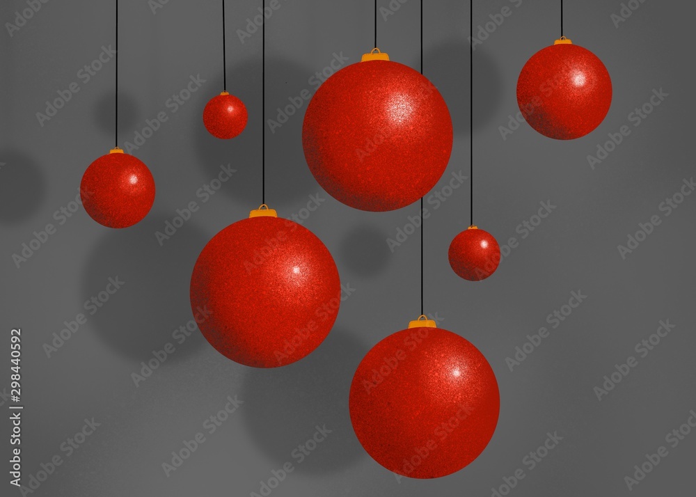 red christmas tree balls on white background red christmas tree balls on white background