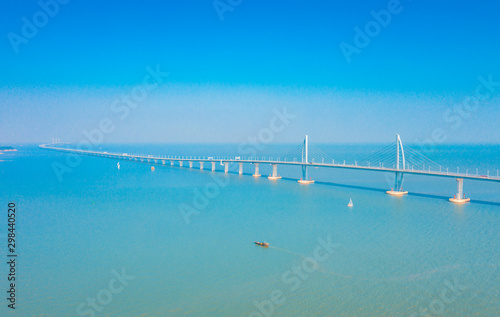 Aerial scenery of the Zhuhai section of the Hong Kong-Zhuhai-Macao Bridge in China