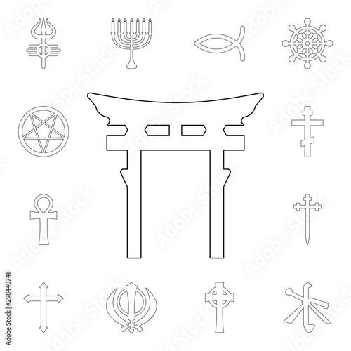 religion symbol, shinto outline icon. element of religion symbol illustration. signs and symbols icon can be used for web, logo, mobile app, ui, ux