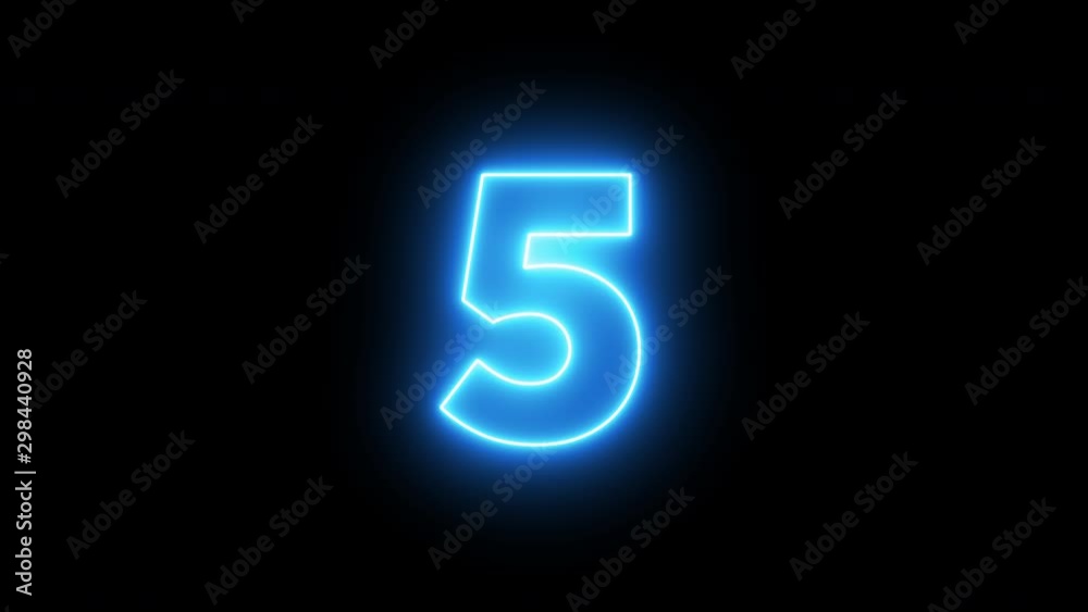 Neon bright glowing countdown timer from 10 to 0 seconds Neon bright glowing countdown timer from 10 to 0 seconds