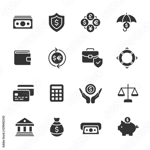 Vector set of money and finance icons.