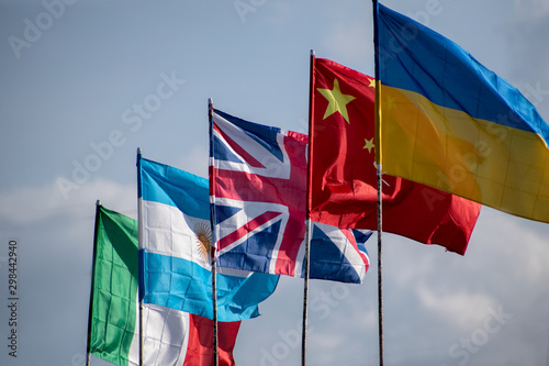 Flags of Ukraine, China, The United Kindom, Argentina and Italy.