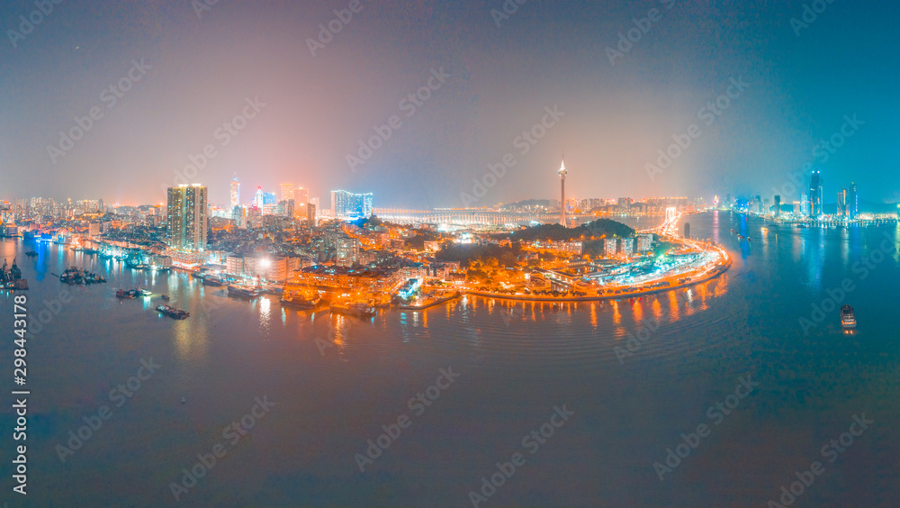 Night View of Macau and Zhuhai, China