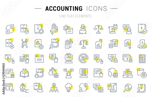 Set Vector Line Icons of Accounting