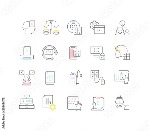 Collection Linear Icons of Accounting