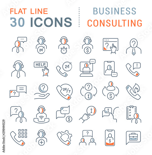 Set Vector Line Icons of Business Consulting