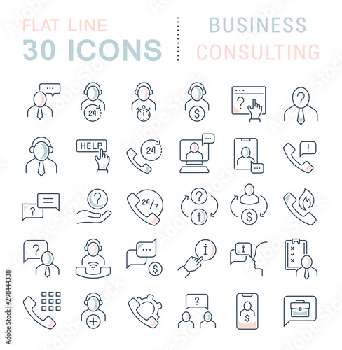 Set Vector Line Icons of Business Consulting