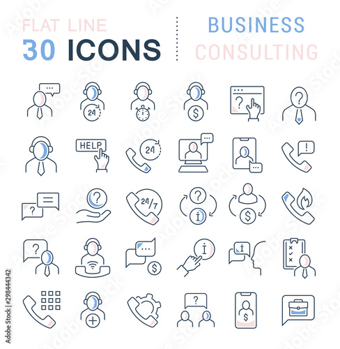 Set Vector Line Icons of Business Consulting