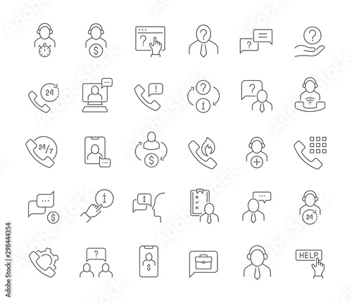 Set Vector Line Icons of Business Consulting