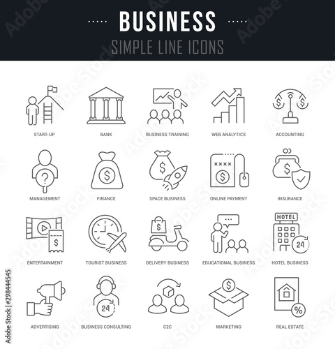 Set of Linear Icons of Business