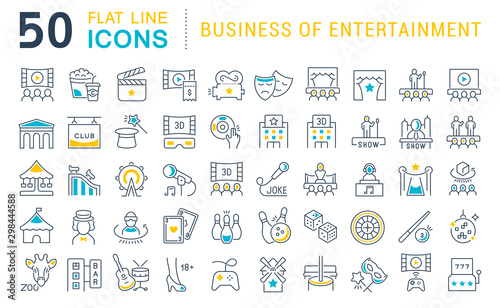 Obraz na płótnie Set Vector Line Icons of Entertainment Business