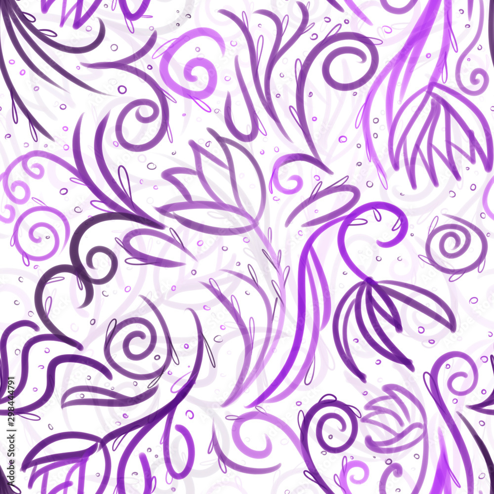 Floral seamless pattern for printing. Flowers, plants, curls, dots. Floral seamless pattern for printing. Flowers, plants, curls, dots.