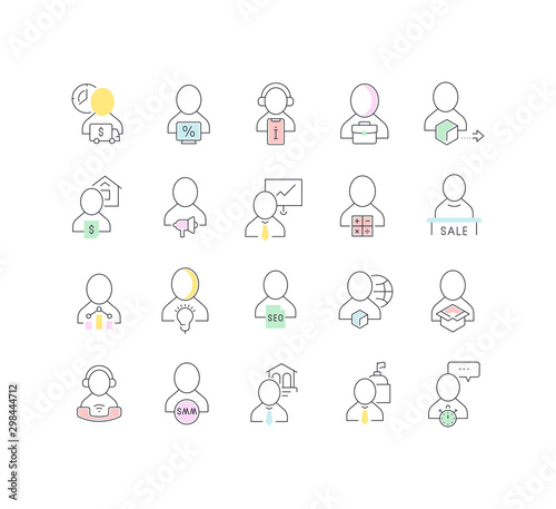 Collection Linear Icons of Business Profession
