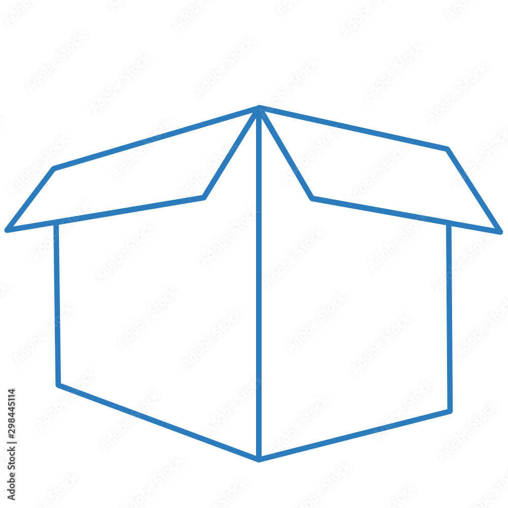 Opened cardboard packaging box blue icon on a white isolated background Opened cardboard packaging box blue icon on a white isolated background