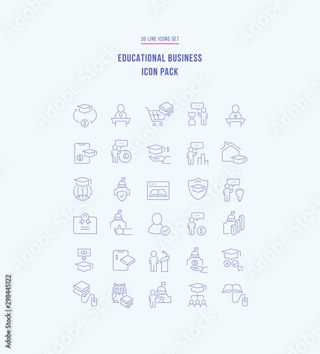 Set Vector Line Icons of Educational Business