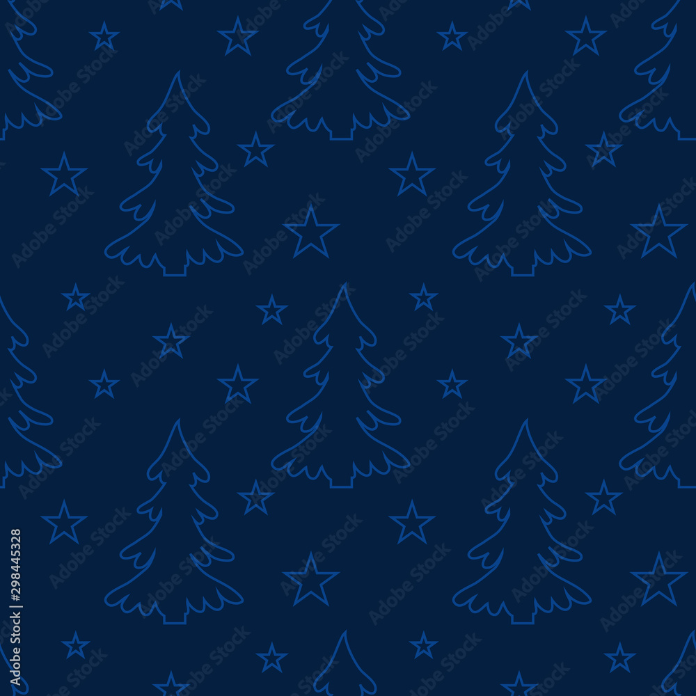 Fototapeta premium Seamless christmas tree pattern. Background merry christmas textiles, fabrics, cotton fabric, covers, wallpaper, print, gift wrapping, postcard, scrapbooking. Raster copy.