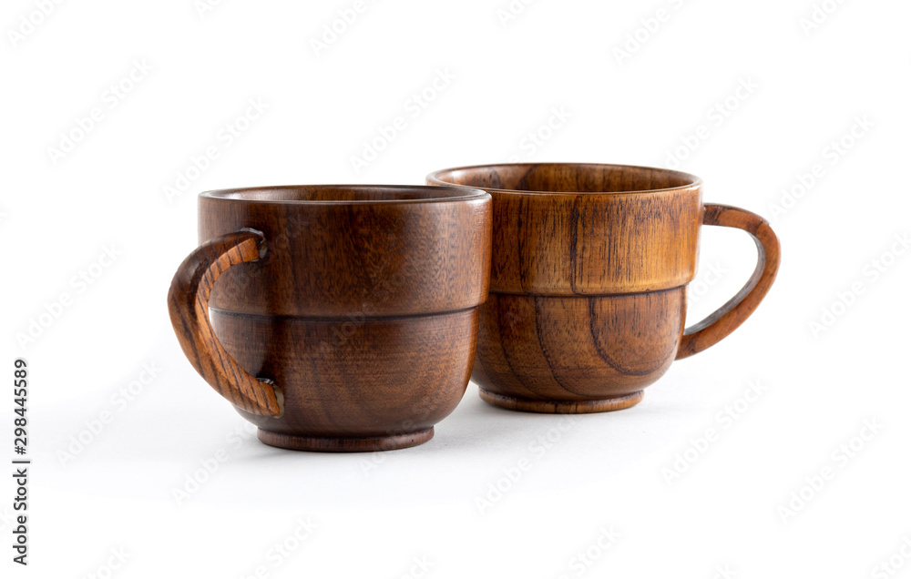 Wooden cups isolated on white background. Wooden cups isolated on white background.