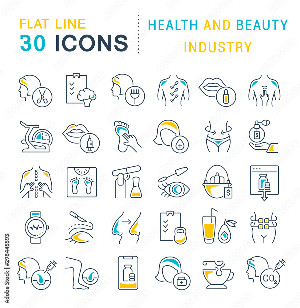 Collection Linear Icons of Health and Beauty Industry Collection Linear Icons of Health and Beauty Industry