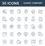 Set Vector Line Icons of Guard Company