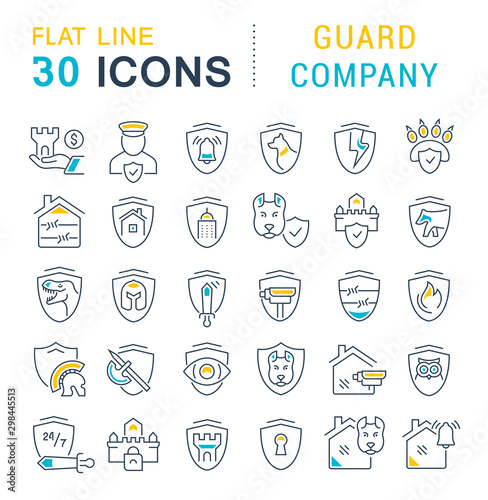 Set Vector Line Icons of Guard Company
