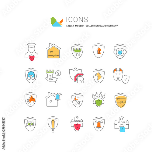 Set Vector Line Icons of Guard Company