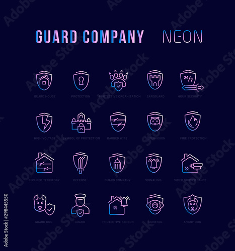 Set Vector Line Icons of Guard Company