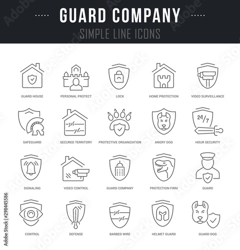Set Vector Line Icons of Guard Company