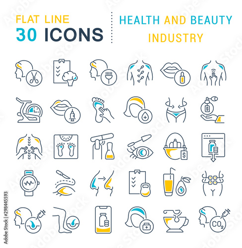 Collection Linear Icons of Health and Beauty Industry