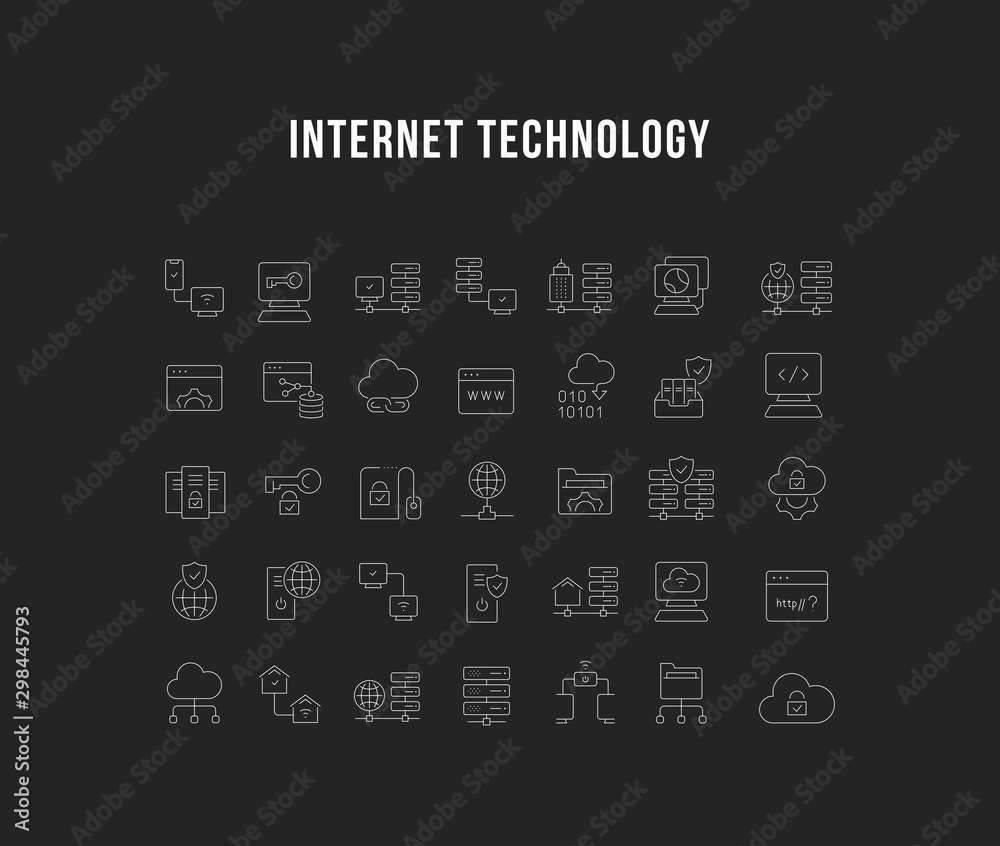 Set Vector Line Icons of Internet Technology Set Vector Line Icons of Internet Technology