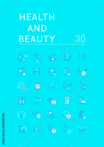 Set of Linear Icons of Health and Beauty