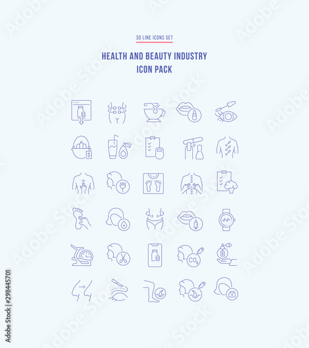 Set of Linear Icons of Health and Beauty Industry