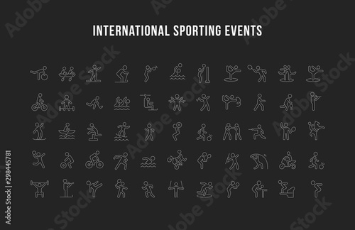 Set Vector Line Icons of International Sporting Events